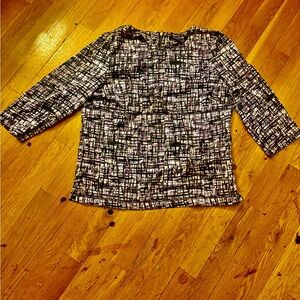 Forever 21 Black, White and Purple Abstract Grid Top